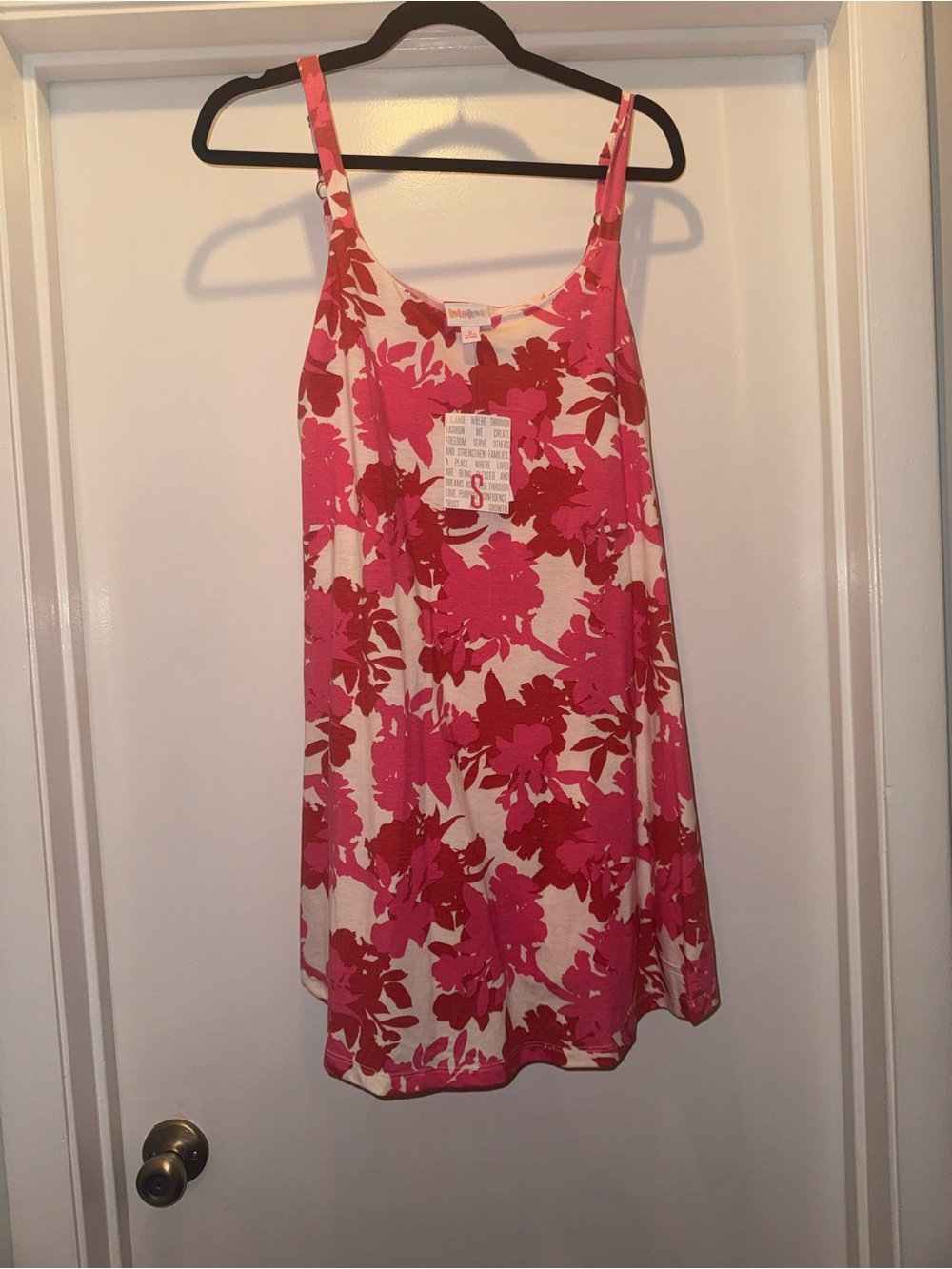 LuLaRoe Lynn Pink and Cream Floral Romper Dress
